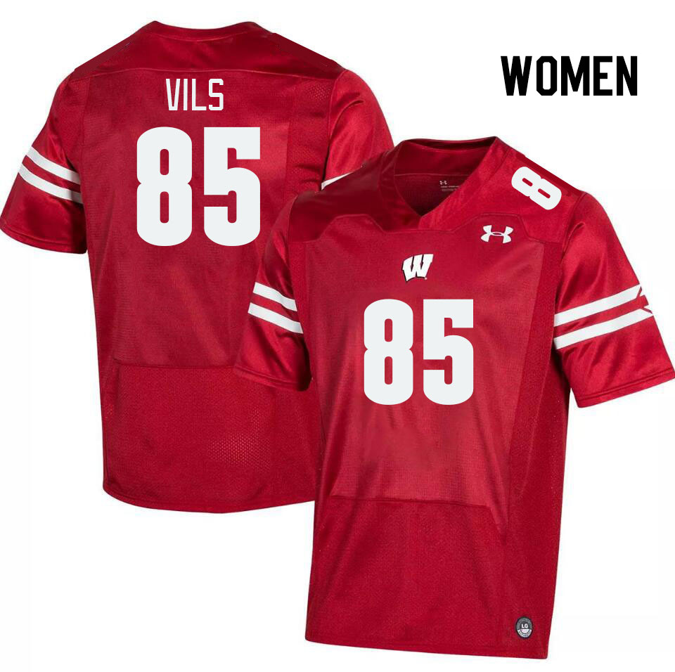 Women #85 Nolan Vils Wisconsin Badgers College Football Jerseys Stitched Sale-Red